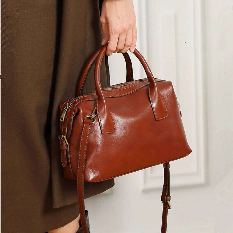 Burminsa Cowhide Genuine Leather Pillow Tote Handbags For Women 2025 Designer Bowling Work Ladies Shoulder Crossbody Bags