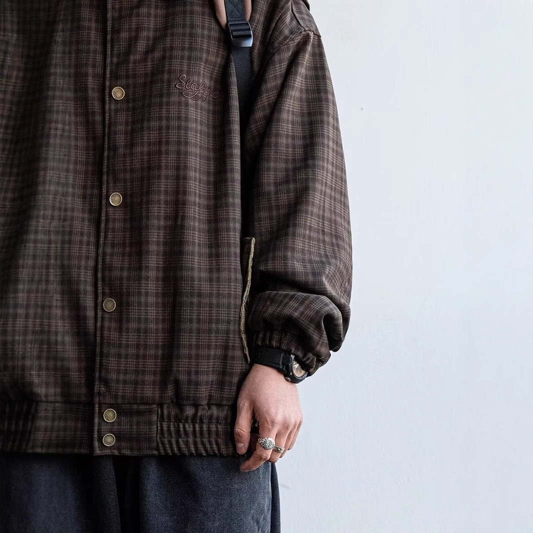 Spring And Autumn New Loose Casual Plaid Jacket For Men Designer Jacket College Style Trendy Brand Top Jacket