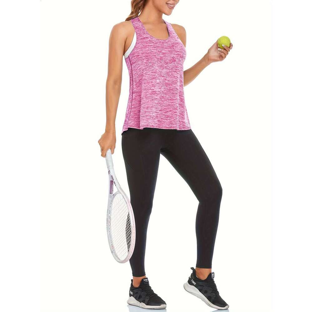 3Pcs Women's Quick-Dry Workout Tank - Sleeveless Racerback Fiess Shirts, Solid Color Athletic Training Tops For Gym, Yoga, Swimming All-Season We