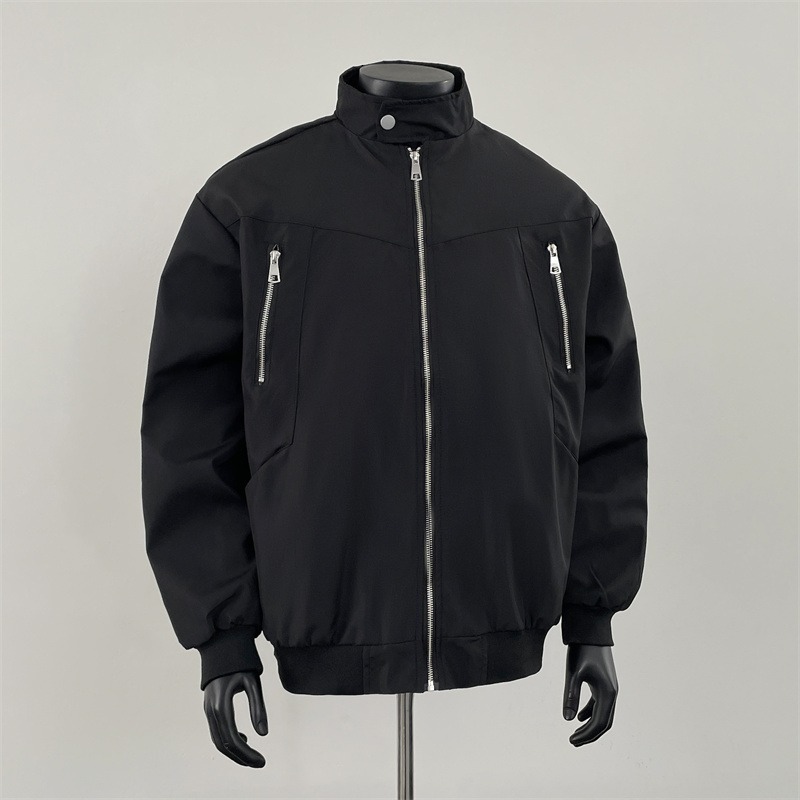 American High Street Stand Collar Workwear Pilot Jacket Men's Loose Trendy Designer Jacket Brand Zipper Design Baseball Jacket Coat Trendy
