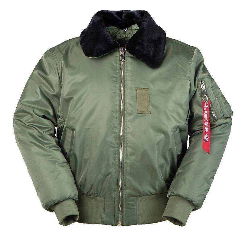 2025 winter vintage B-15 bomber flight us air force pilot jacket streetwear coats military hip hop tactical army for men fur