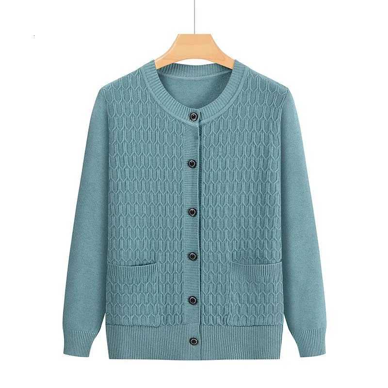 Fashion Grandma Knitted Cardigan Autumn Winter New Womens Sweater Top Middle Aged Mother Knitwears Coat T251028