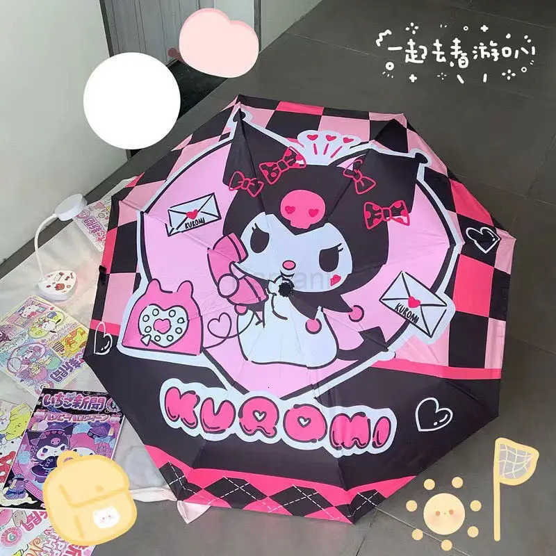 Sanrio Sanrio Kawaii Kuromi Fully Automatic Parasol Sunshade Umbrella My Melody Anime Cartoon Sweet Exquisite Manual Foldable Umbrellas L251029