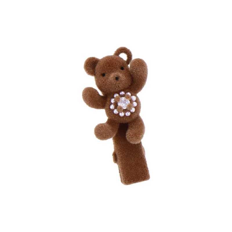 Cute Fashion Girl Plush Teddy Bear Hair Clip Duckbill Clip for Womens Side Forehead Bangs Clip Exquisite Beautiful AccessoriesW251028