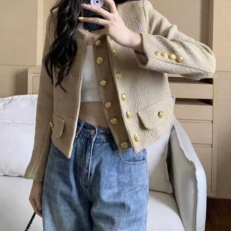 French temperament ladies short fragrance coat womens spring and autumn new loose Joker doublebreasted cardigan coat Y251105
