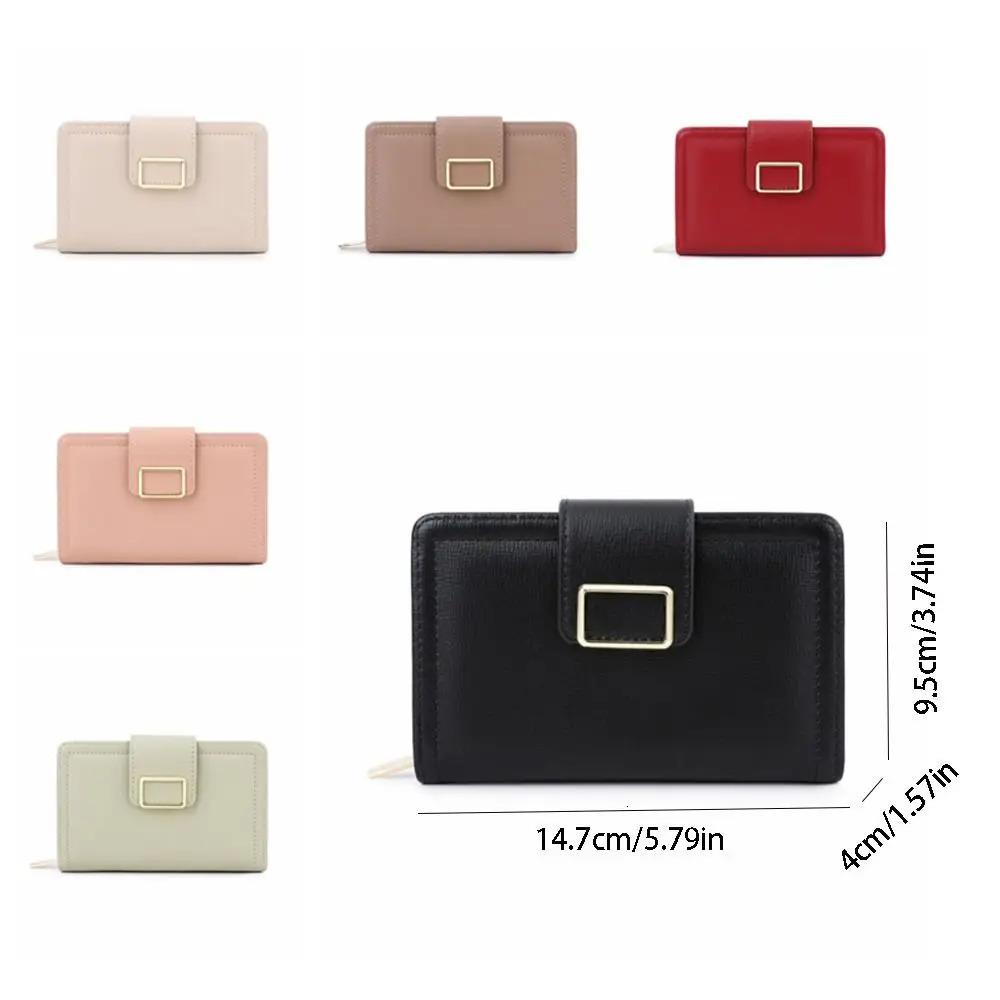 Fashion PU Multiple Card Positions Wallet Ultra Slim Minimalist Coin Purse Solid Color Causal Handheld Bag Lady 251029