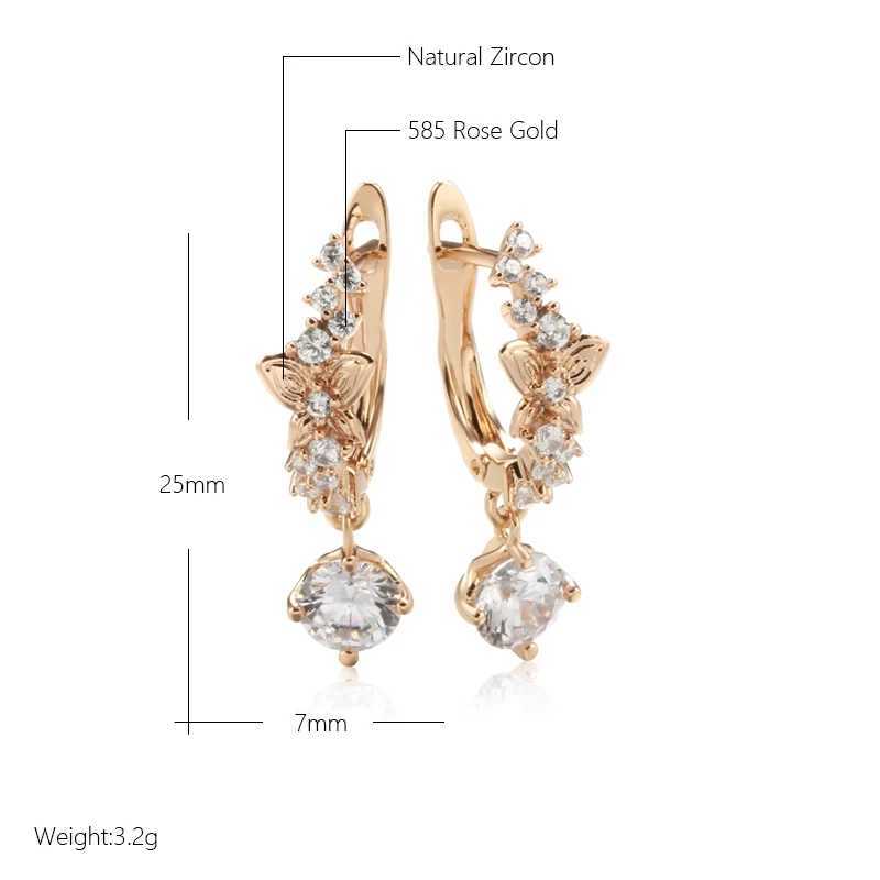 Wbmqda Sparkling Natural Zircon Drop Earrings For Women 585 Rose Gold Color Luxury And Romantic Wedding Party Dubai JewelryW251029