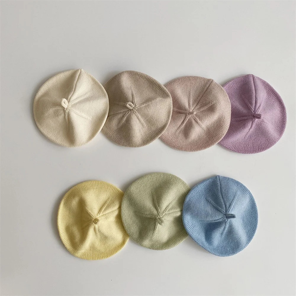 Fashion Baby Knitted Beret Hat Solid Color Childrens Warm Hats Autumn Winter Painter Cap For Girls Kids Bonnet Accessories 251029