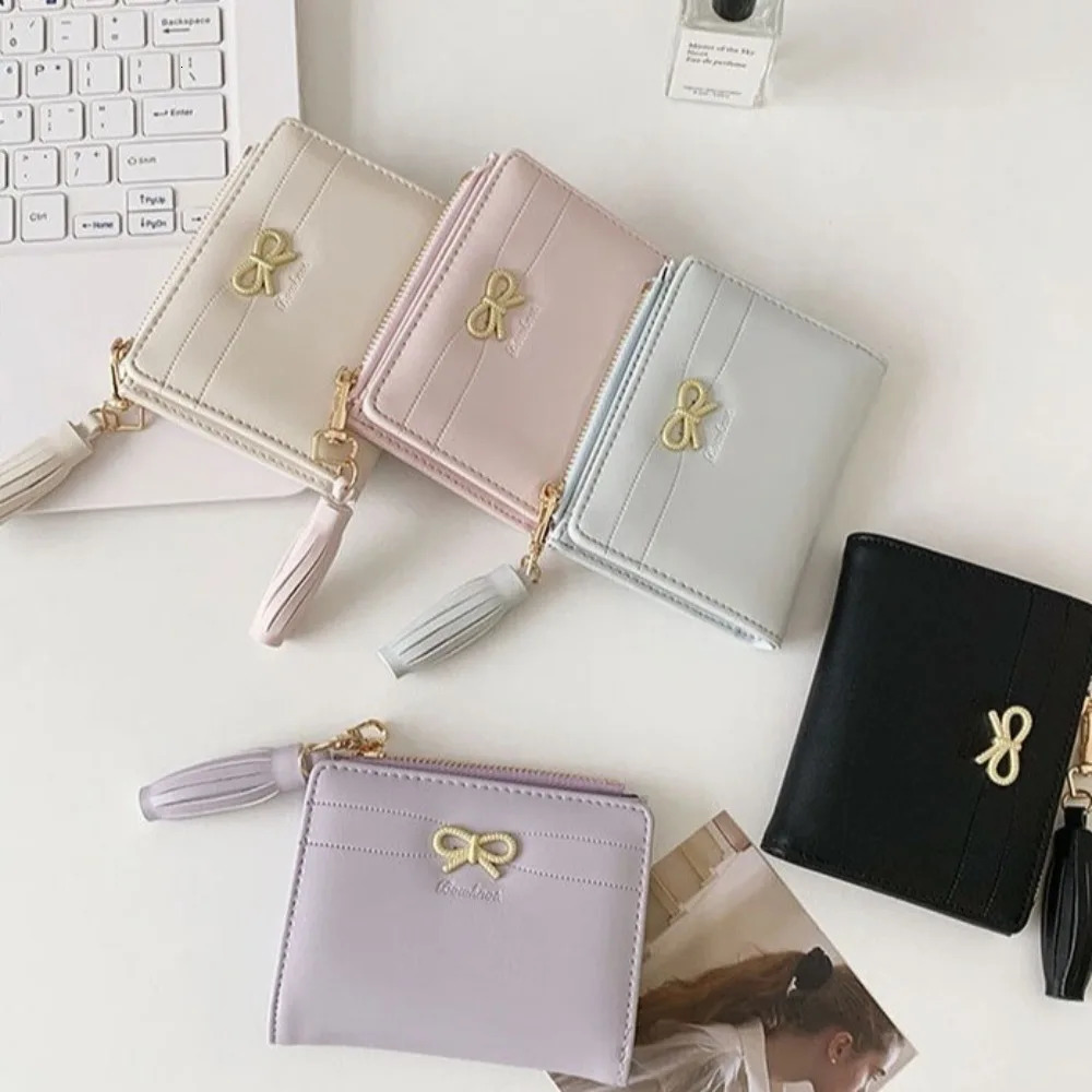 PU Leather Coin Purse Mini Zipper Mini Wallets Bow Portable ID Card Holder Gift 251029