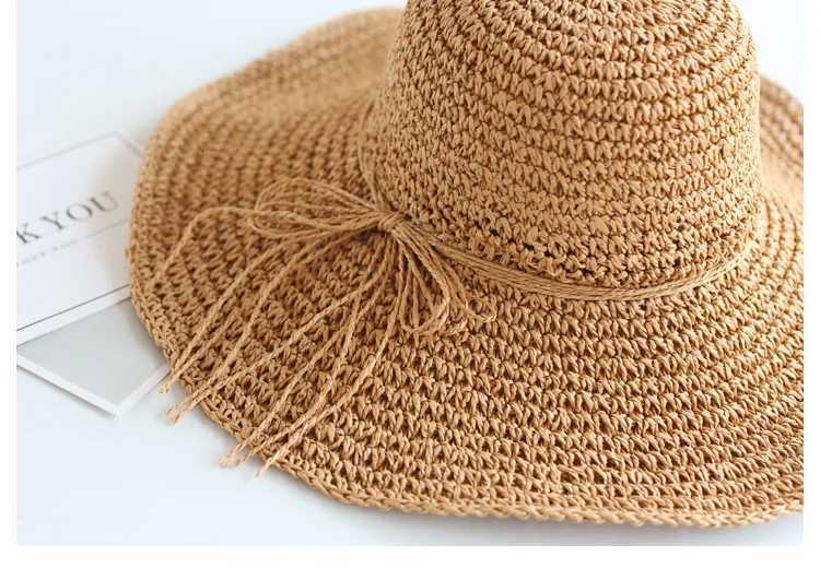 2024 New Girls Hand Made Sun Hat Kids Summer Raffia Straw Hat Big Brim Beach Cap Foldable Breathable Summer Parentchild Hat251028