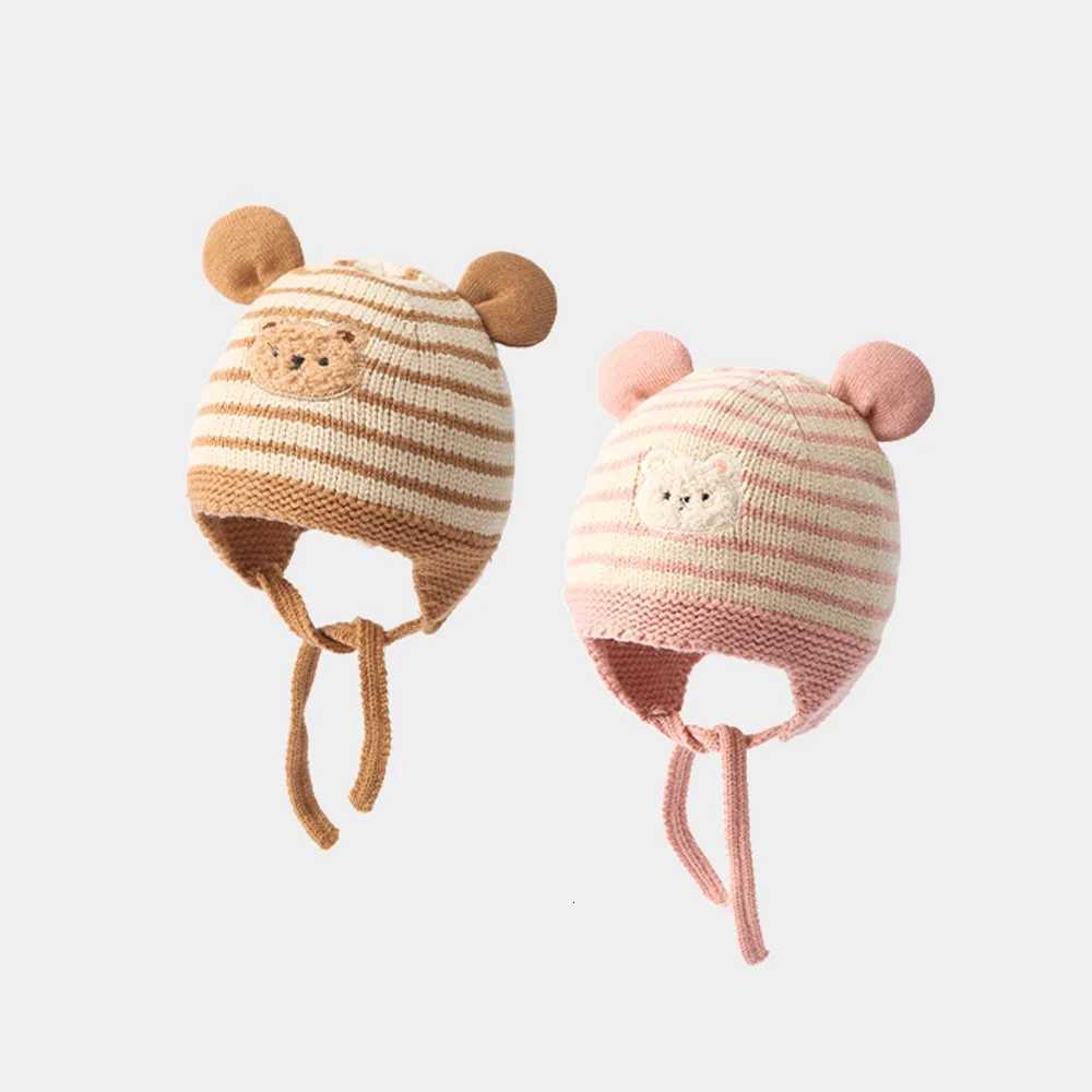02 Year Baby Wool Hat Cute Bear Ear Protection Hat Children Winter Thickened Warm Knitted Korean Version of The Baby Hat251028