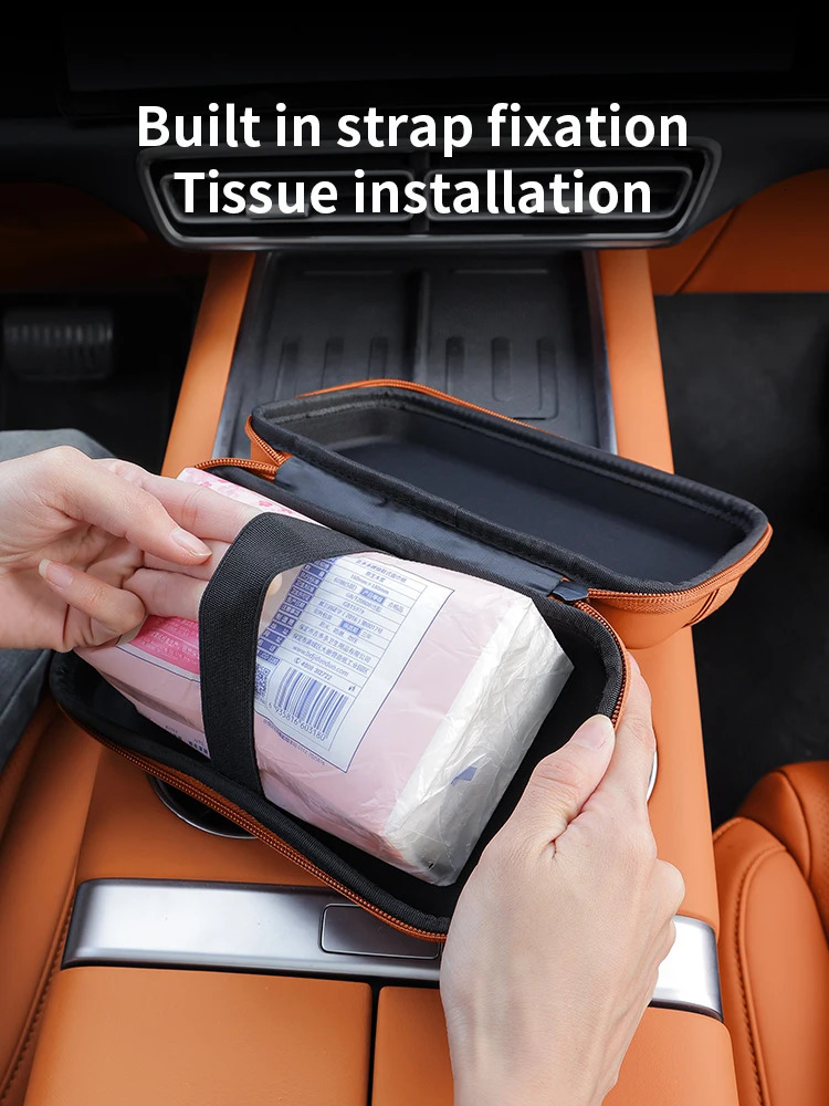 Car mounted tissue box drawer box creative car armrest box backrest hanging multifunctional sun visor fourcolor tissue bag 251029