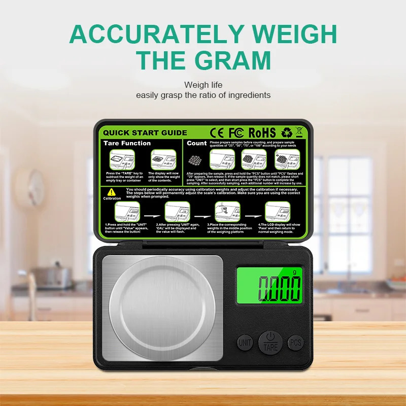 0001g Professional Jewelry Scale 102050100g Electronic Display Precision Mini Pocket Digital Milligram Scales 251028