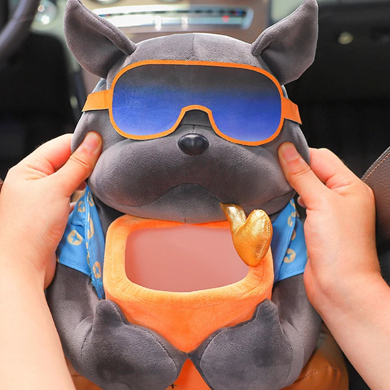 2 In 1 Car Tissue Box Doll Cartoon Garbage Can Dog Monkey Rabbit Short Plush Car Tissue Holder Car Tissue Box Car Accessories 251029