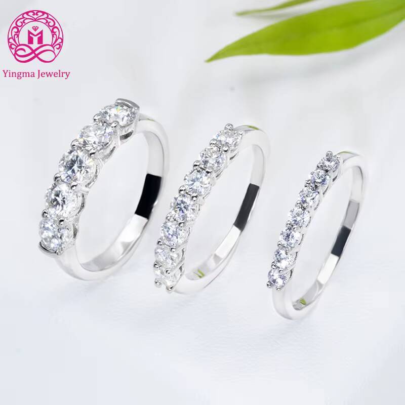 Solid Gold Jewelry 14k 18k White Gold Moissanite Diamond Ring White D VVS Moissanite Eternity Band Ring for Engagement Wedding
