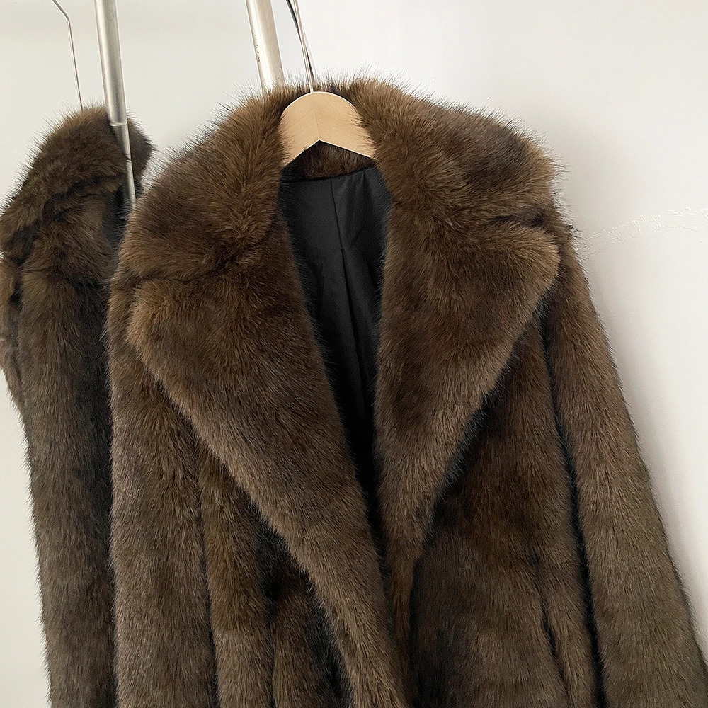 Factory Winter Clothes Women Long Warm Faux Fur Jacket Sleeve Artificial Fox Coat Female y Lady 251028