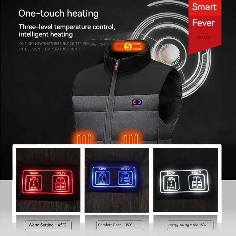 2025 New Heated Vest for Men Women Zones Electric Heating Jacket with Battery Pack USB Charging Thermal Waistcoat W251029