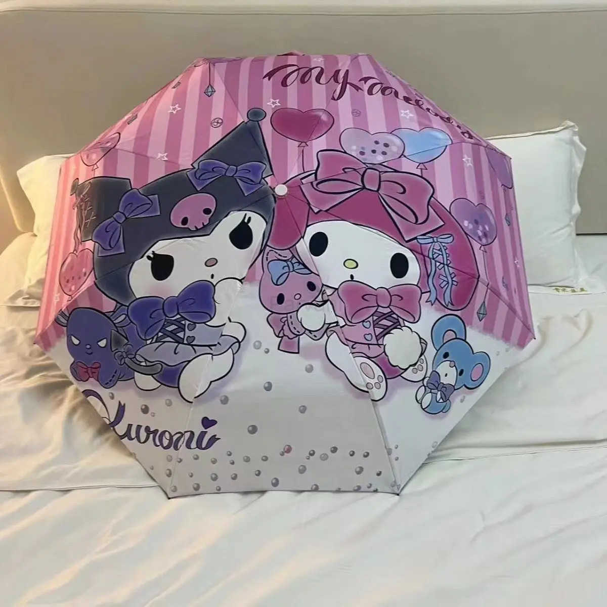 Sanrio Sanrio Kawaii Kuromi Fully Automatic Parasol Sunshade Umbrella My Melody Anime Cartoon Sweet Exquisite Manual Foldable Umbrellas L251029