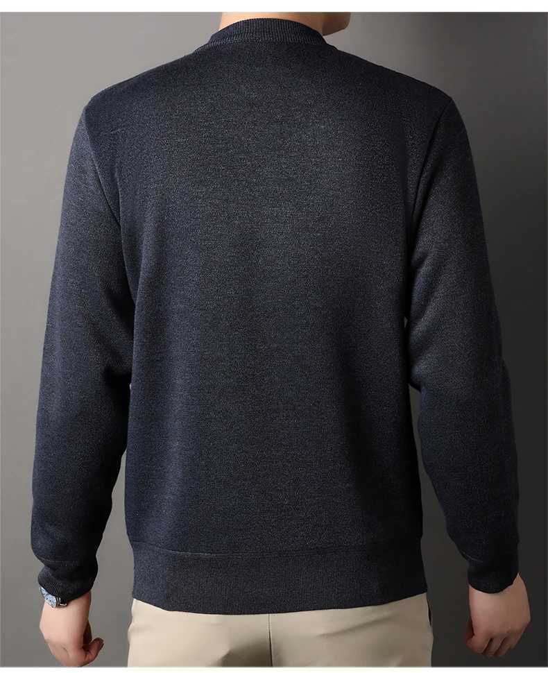 Man Pullover New 2025 Autumn Winter Solid Color Comfortable And Casual Soft Thickened Sweater With Added Velvet Sweater J251029