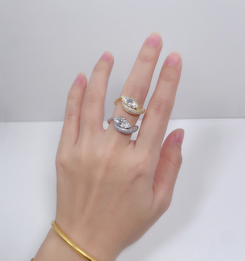 TaiYang GRA 2CT 6x12 Marquise Cut Moissanite Ring for Women, Luxurious 925 Sterling Silver Wedding Engagement Diamond Ring with Moissanite Certificate