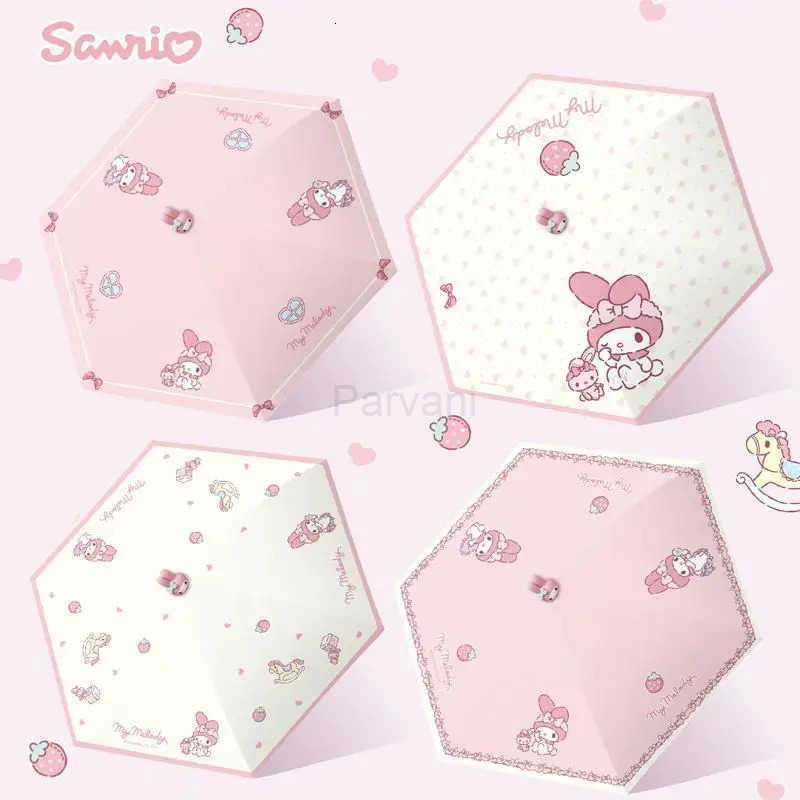 Sanrio New Sanrio Umbrella My Melody Kawaii Kuromi Cartoon Sunshade Umbrella Sun Umbrella Sunscreen AntiUltraviolet Folding Umbrella L251029