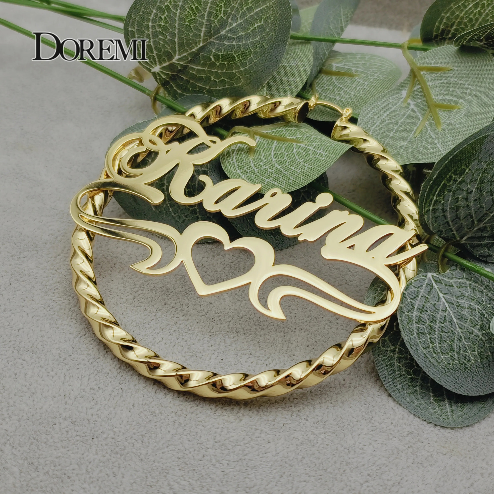 DOREMI 30507090MM Custom Name Earring Big Hoops Cat Character Stainless Hip Hop Style Earrings for Women Gift 251013