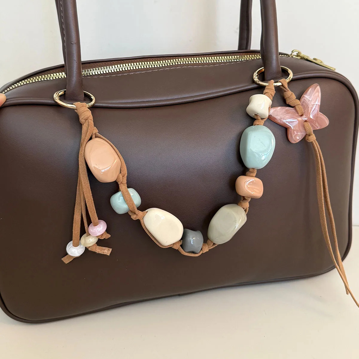 Colorful Acrylic Handbag Charm Strap Handle Bead Replaceable Resin Stone Wristlet Purse Bag Belt Diy Bag Parts Accessories 251029