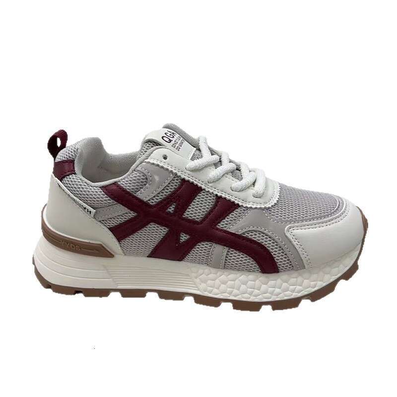 Genuine Leather Dad Shoes for Women 2025 Autumn New Breathable Mesh Versatile Lightweight Sports Casual Height-Increasing Sneakers