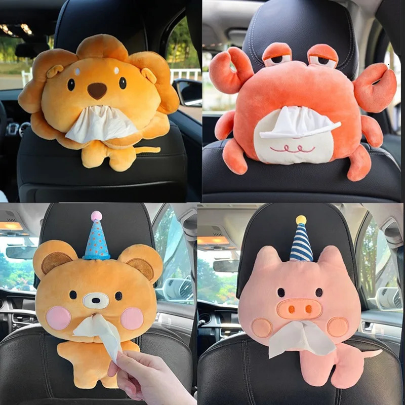 Cute Lion Cartoon Tissue Box Female Plush Decoration Items Home Car Cardboard Box Paper Towel Holder 251029