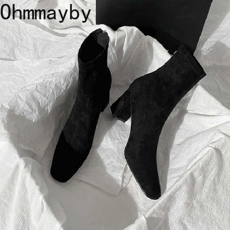 Autumn Winter Square Toe Woman Ankle Boots Fashion Square Heels Shoes Concise Femmes Mordern Short Botines De Mujer Z251029