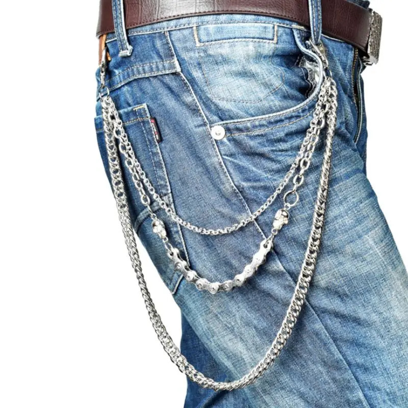 Punk Pants Chains Fashion Rock Jeans Waist Accessories Men Hip hop Skull Pendant 251021