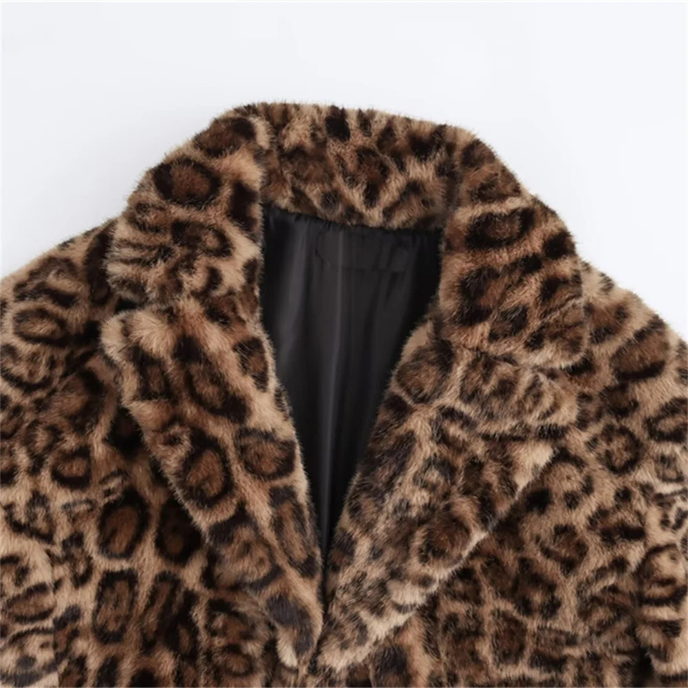 womens coat jacket long sleeved lapel animal print with pockets autumn coat jacket 251029