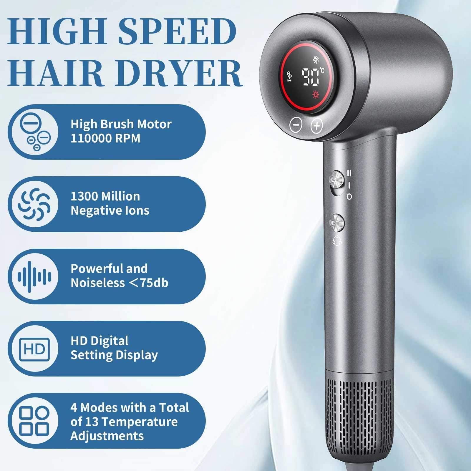 600W highspeed hair dryer Brushless negative ion hair dryer with air collection nozzle Suitable for home use dormitories W251029
