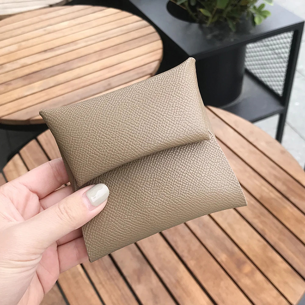 Genuine Leather Coin Purse For Women And Men Fold Credit Card Bag Custom Letters Solid Money Pouch Mini Wallet 251029