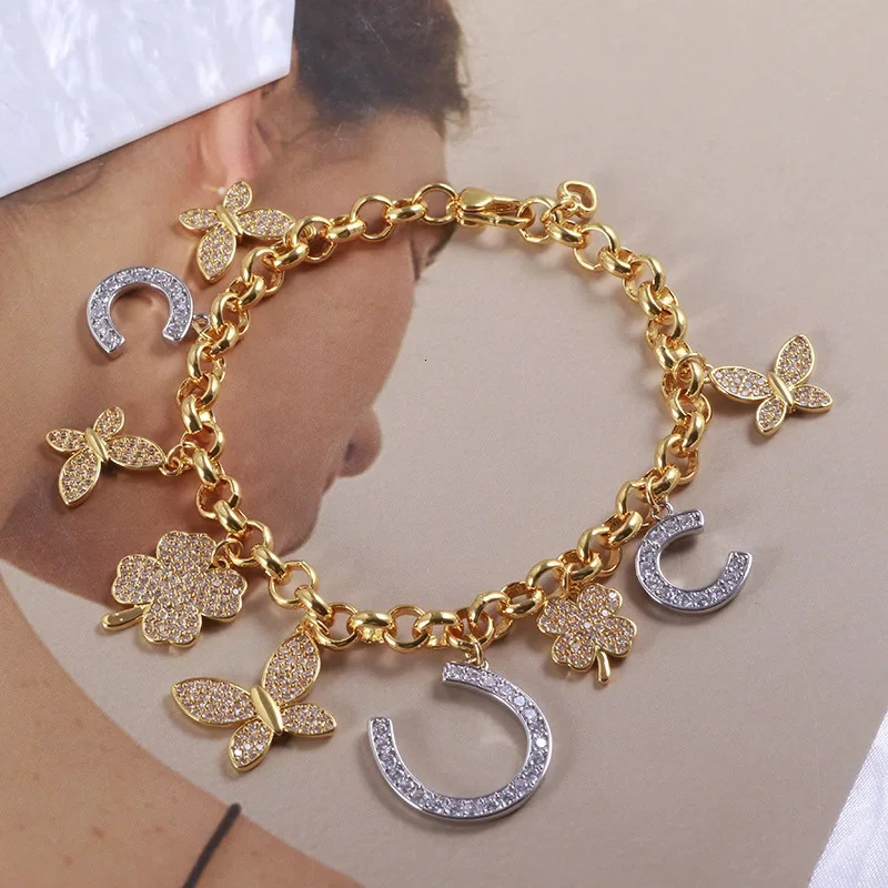 KS European Fashion Trend Versatile Flower Butterfly Ushaped Bracelet Niche Beauty 251024