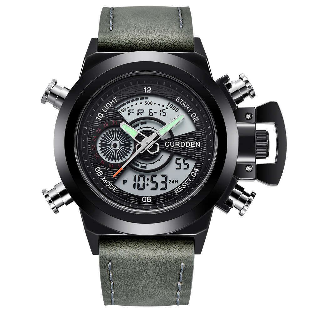 Brand New Men's Fashion Leather Strap Multifunctional Dual Display Sports Watch for Men