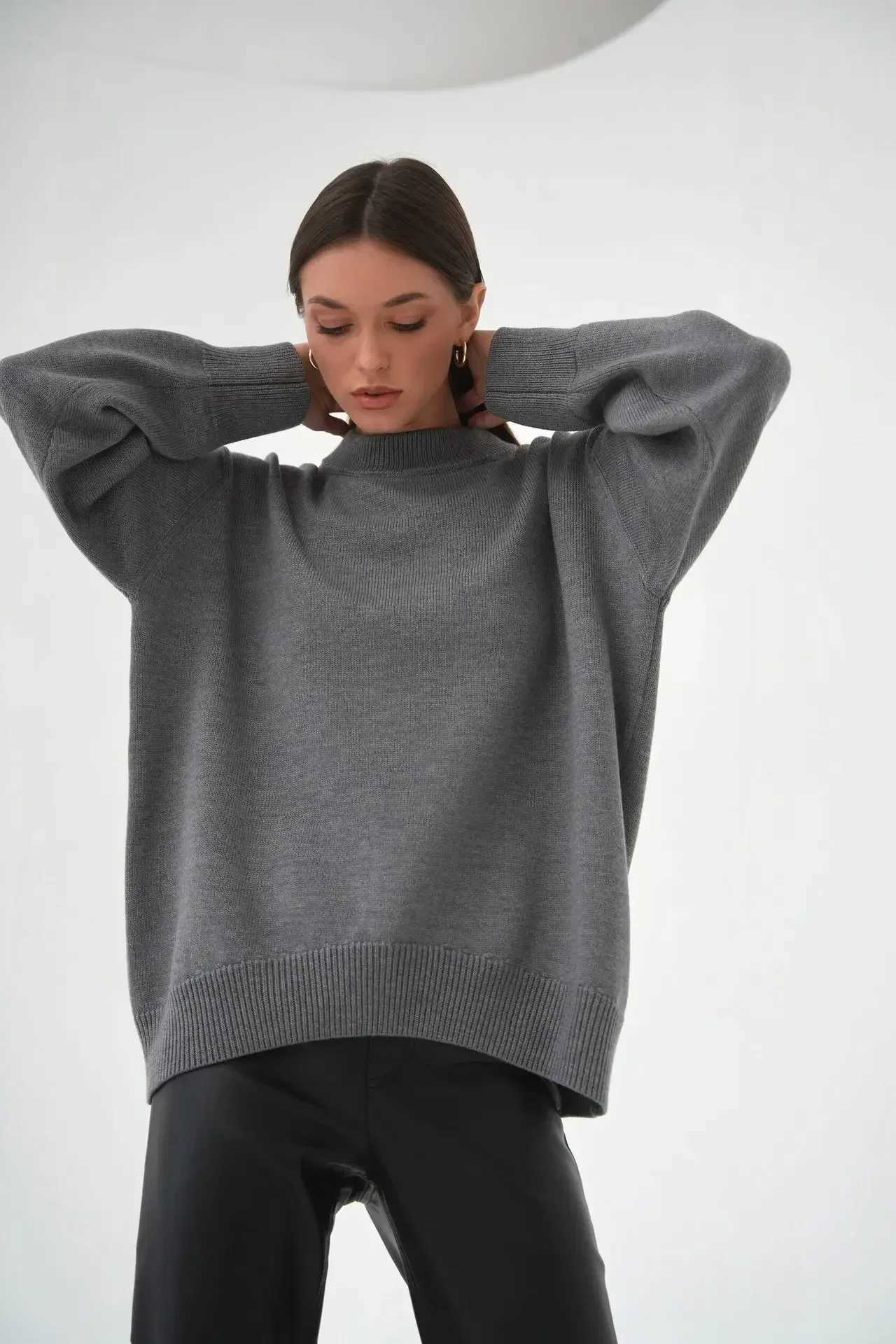 Blubelle Womens O Neck Sweaters Autumn Winter Thick Warm Oversized Casual Loose Knitted Pullover Jumper Female Tops J251029