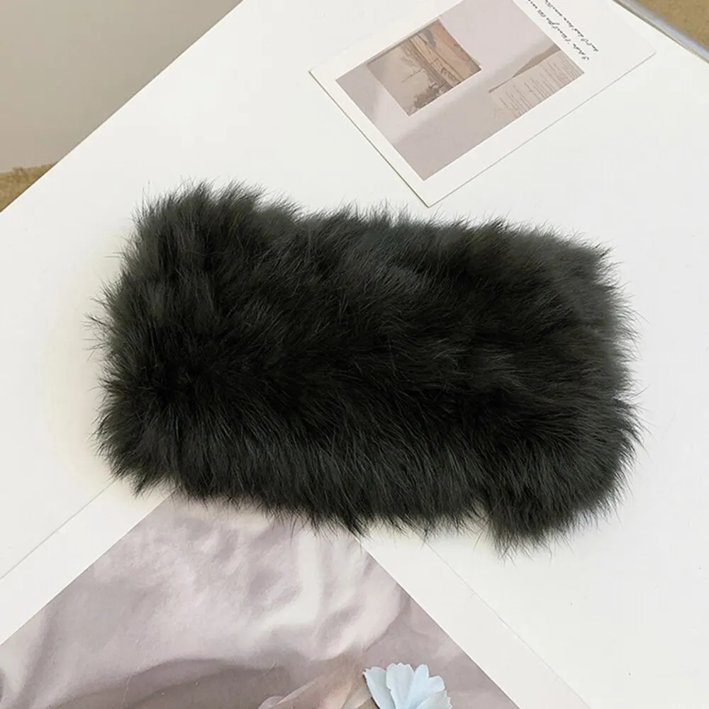 Autumn and Winter Real Rabbit Hair Band Hair Hoop Womens Warm Fur Hat Vintage Wide Edge Plush Headband 251029