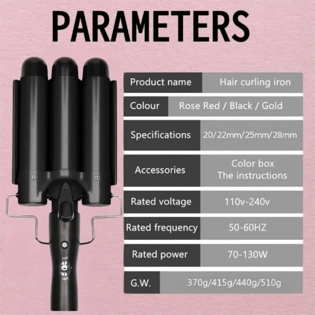 Professional Hair Tools Curling Iron Ceramic Triple Barrel Hair Curler Irons Hair Waver Styling Tools Hair Curlers for Beauty 251029