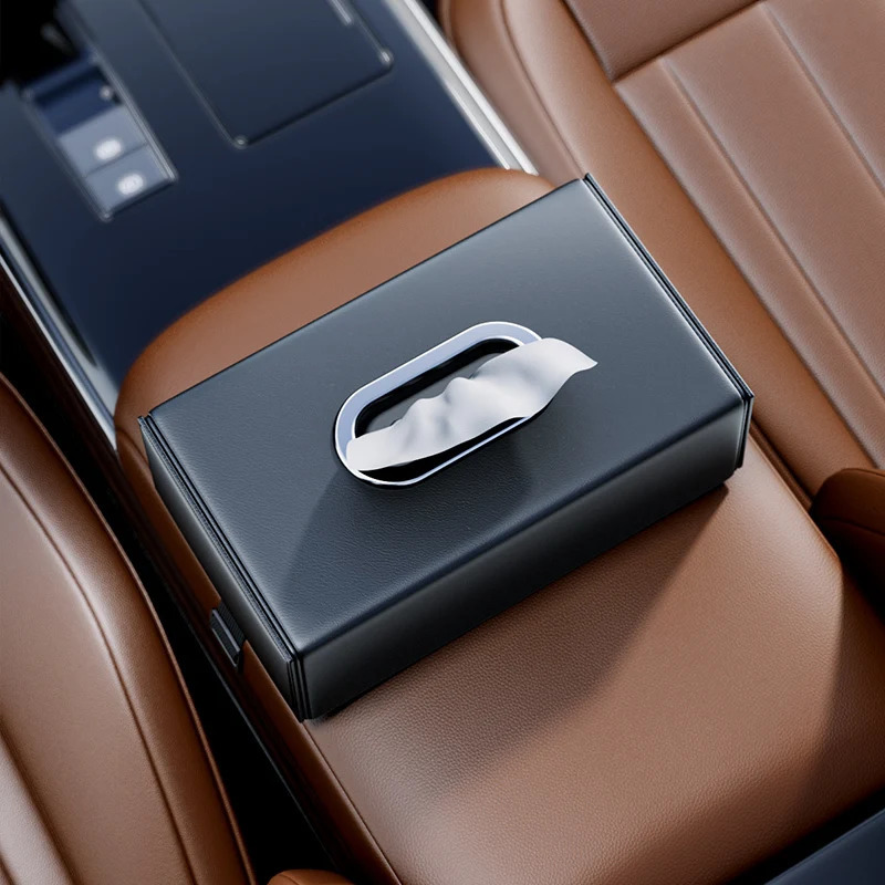 Car Armrest Tissue Box Leather Auto Seat Back Hanging Tissue Box Holder Paper Drawer Storage Case Car Sunroof Napkin Organizer 251029