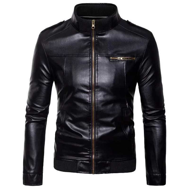 New Mens Leather Jacket Motorcycle Jacket Trendy Standup Collar Slimming Mens Leather Jacket Casual CoatT251029