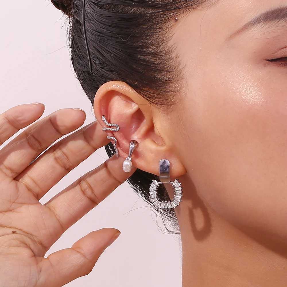Creative Design Mini Snake Mesh Ear Cuffs Stainless Steel Luxury Jewelry Woman Trendy Womens And Funny Earrings 2024W251029