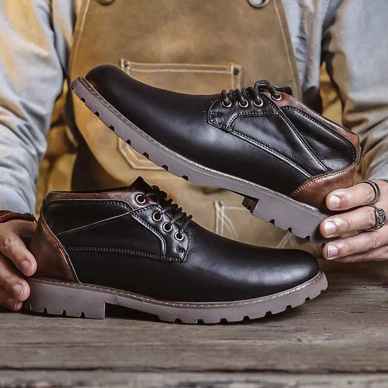 Retro Leather Men Shoes 4 Holes Lace Up Ankle Boots Fashion Design Outdoor Handmade Casual Shoes for Men British Leather Boots Z251029