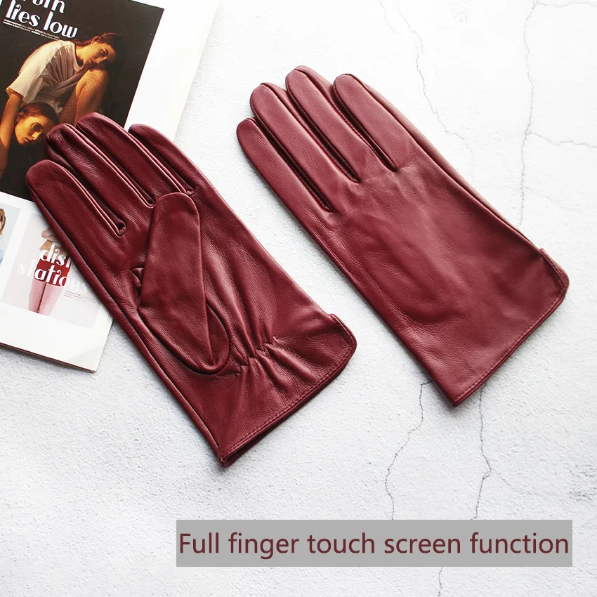 Summer Driving Sheepskin Gloves Mens Thin Touch Screen Leather Unlined Fashionable and Simple Motorcycle Riding 251013