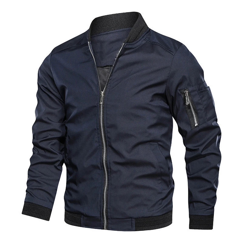 Spring Autumn Mens Bomber Jacket Casual Lightweight Jacket For Men Sports Windbreaker Zip Up Coat with Pockets Clothing 251029