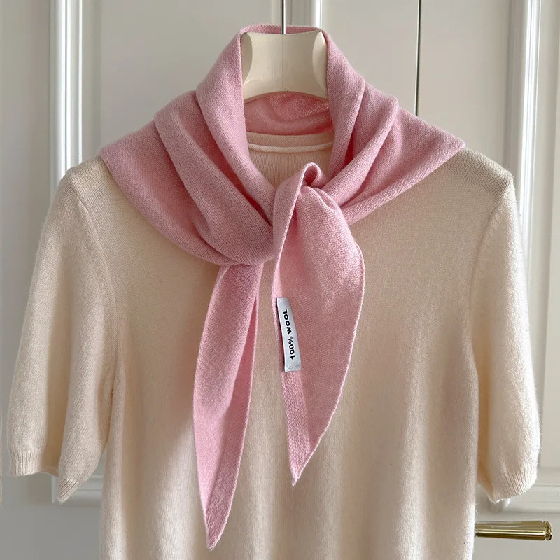 Knitted Scarf Women 100 Wool Winter Warm Scarves Bright Solid Color n Thickened Shawl Soft Cashmere Neck 251013
