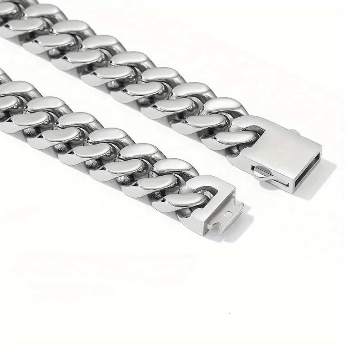Europe and the United States hiphop style stainless steel Cuban buckle necklace fashion retro minimalist punk mens necklace 251029