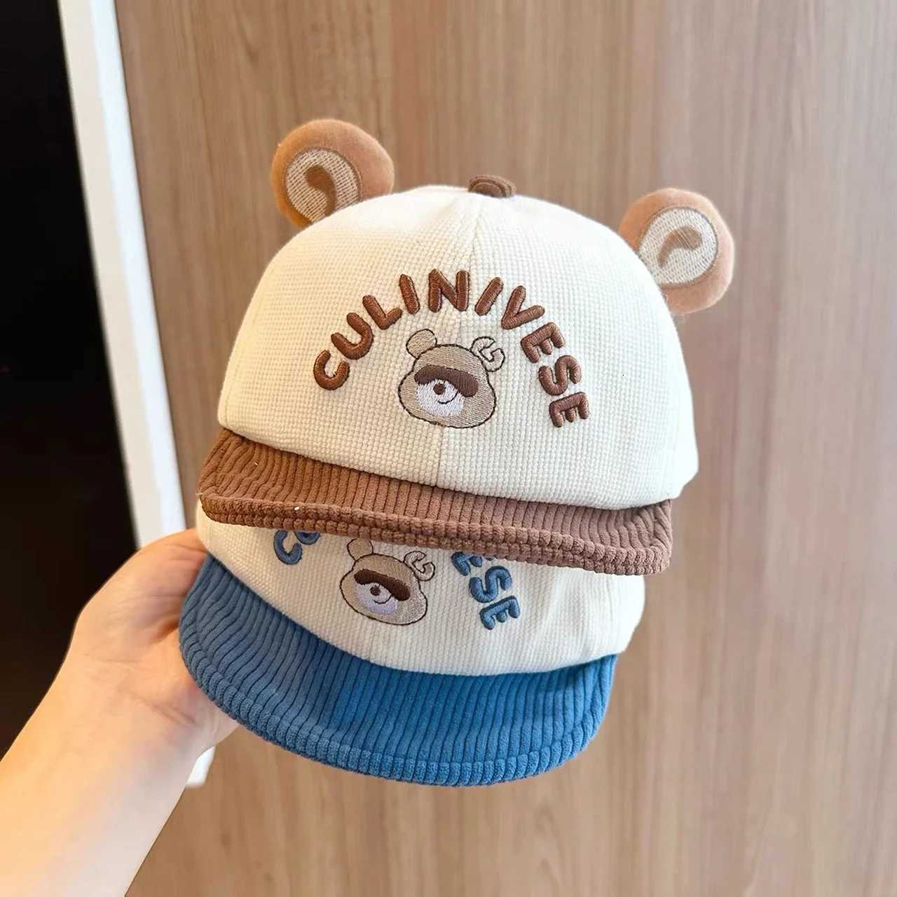 Autumn Winter Baby Baseball Cap Cartoon Warm Corduroy Hat for Toddler Boy Girl Cute Bear Ear Duck Tongue Caps251028