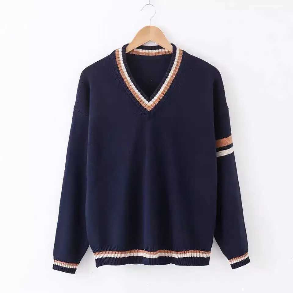 Mens Knitted Sweater VNeck Layering Color Block College Style Winter Casual Top Chinese Brand Clothing Winter Season J251029