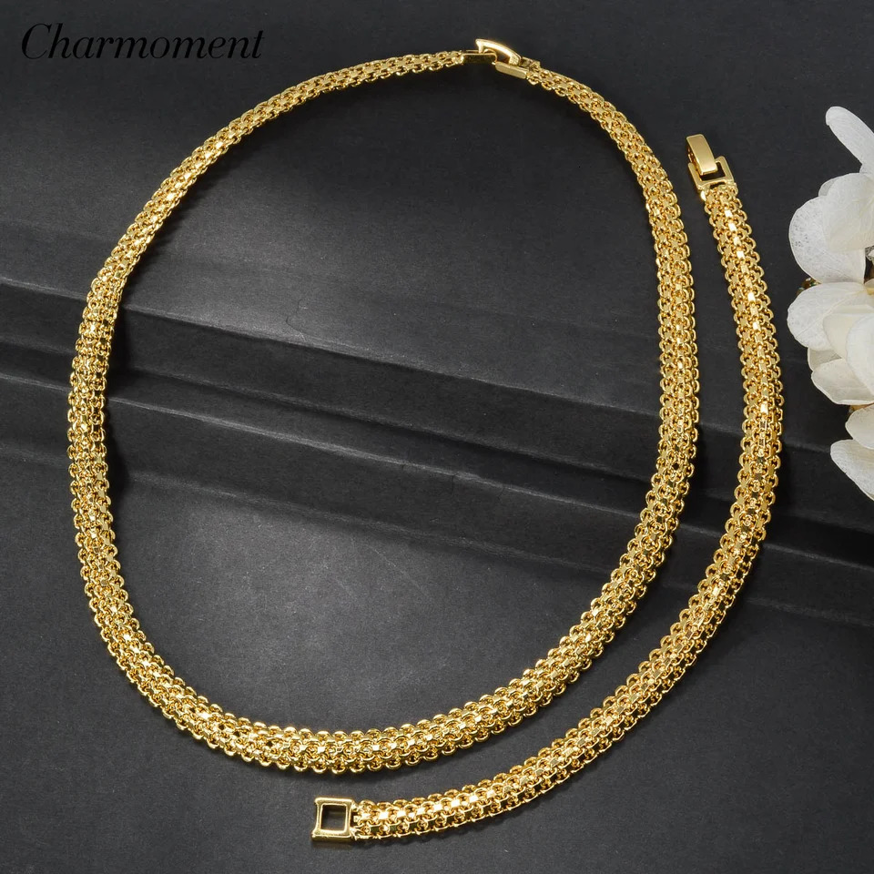 Italian Chain Necklace Bracelet for Women Friendship Friend Metal Hip Hop Bangle Ladies Wedding Jewelry Set Pulseras Mujer 251028
